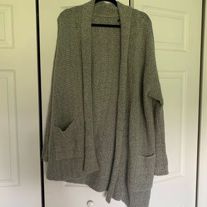Long gray chunky knit cardigan